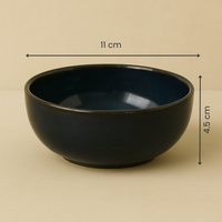 Set of 2 Black Ceramic Bowls | Minimalist Matte Finish Snack & Dessert Bowls | Premium Kitchenware